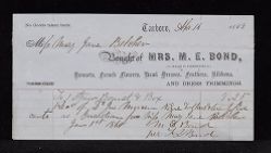 Receipt for purchase of straw bonnet and its box